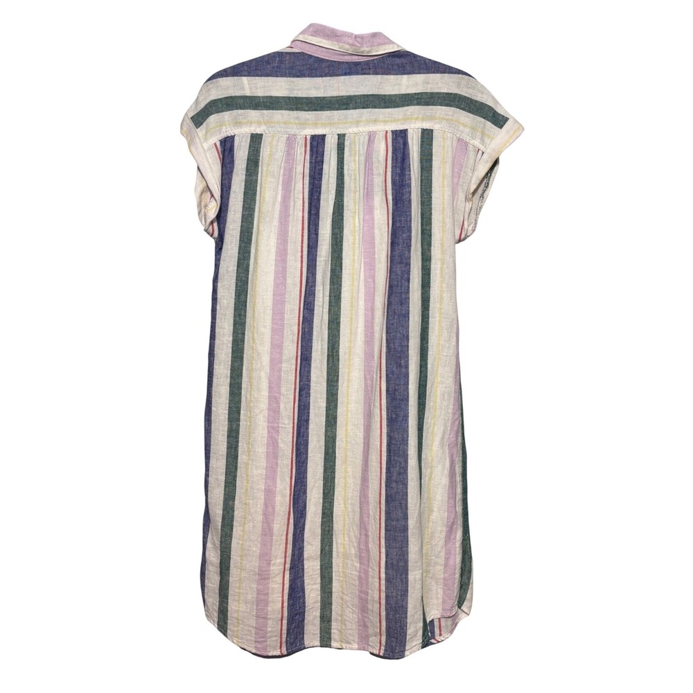 Old Navy Linen Blend Striped Button Down Shirt Dress with Slip Small Multi-Color - Picture 2 of 10